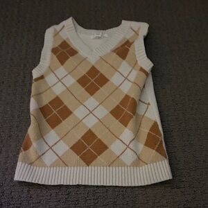 Full Tilt Argyle Sweater Vest in Cream and Brown